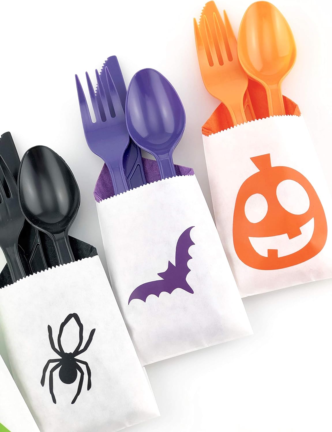 Halloween Cutlery - 24 Set Utensils Napkins Fall Harvest Pumpkin Party Supplies