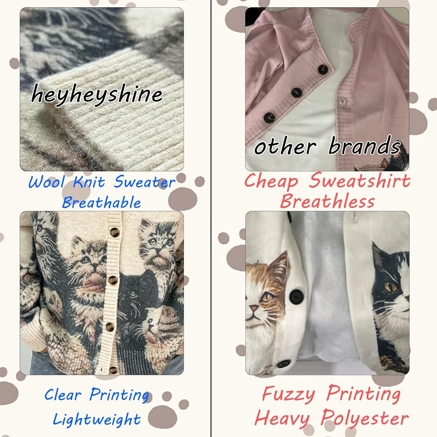 heyheyshine Cat Sweaters for Women Oversized Cardigan Sweater Crew Y2K Button Knit Cardigan Sweater Cute Cardigan Sweaters - Image 6