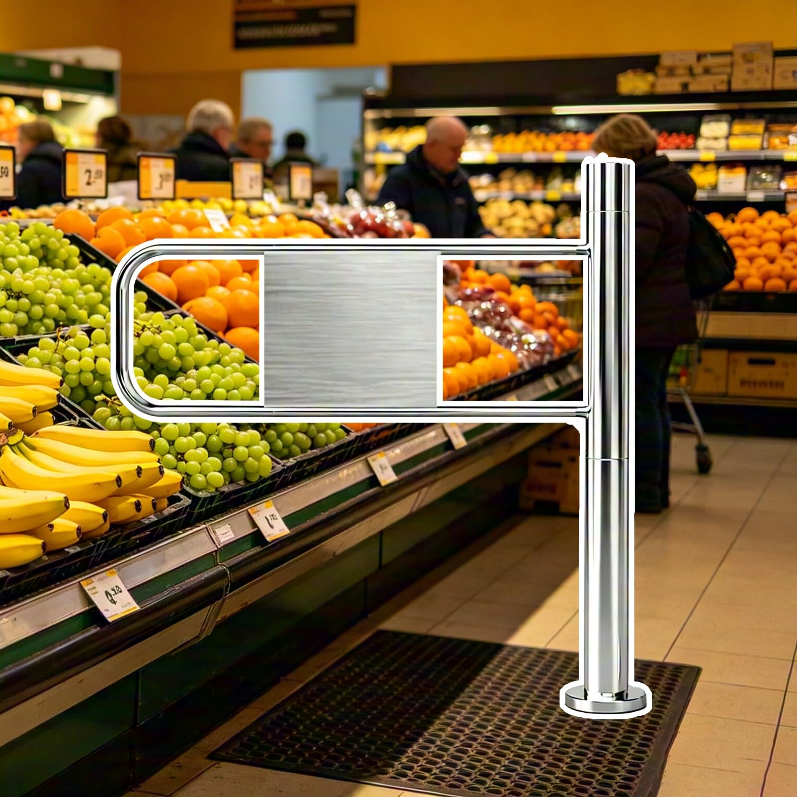 Cancello a Battente a Braccio Singolo per impieghi gravosi, Ideale per l'ingresso di mercati, con Chiusura di Sicurezza unidirezionale a Molla, Perfetto Come barriera per biblioteche e Casse