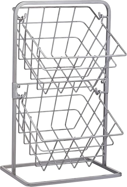 KitchenCraft Industrial Kitchen Vintage-Style Tiered Wire Storage Baskets, 25 x 22 x 41 cm (10" x 8.5" x 16") - Grey