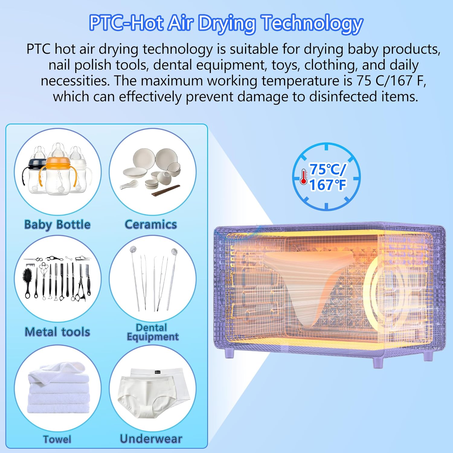 Sterilizer Tools, 16.2L Drying and 3-in-1 Disinfection Tools 150W Sterilizer with Timer Disinfection Cabinet Suitable for Mother-Child Products, Towels, Hair Salons, Nail Studios (White)