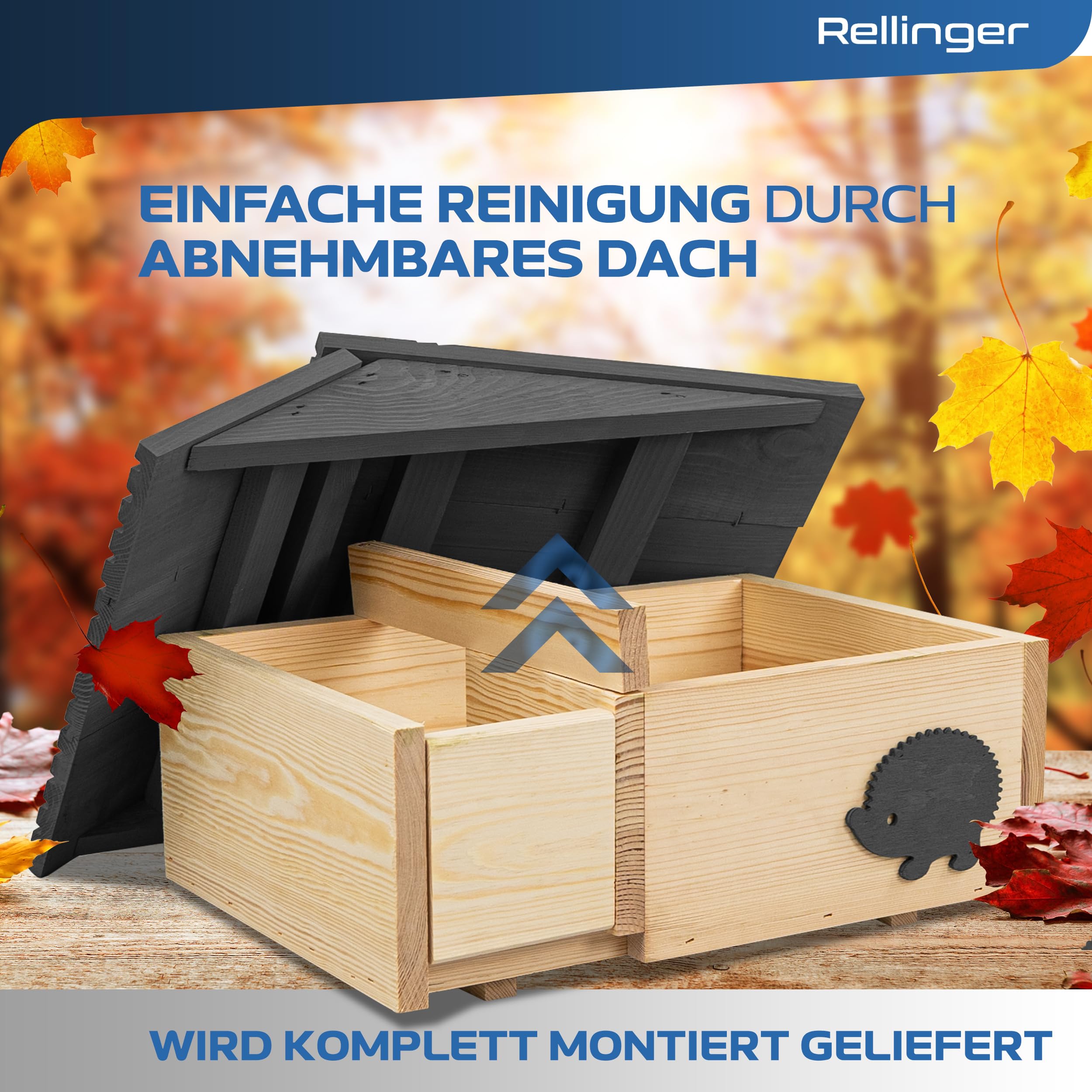 XXL Igelhaus Winterfest mit Boden Rattenklappe Labyrinth Eingang Premium Igelfutterhaus Igel Schlafhaus