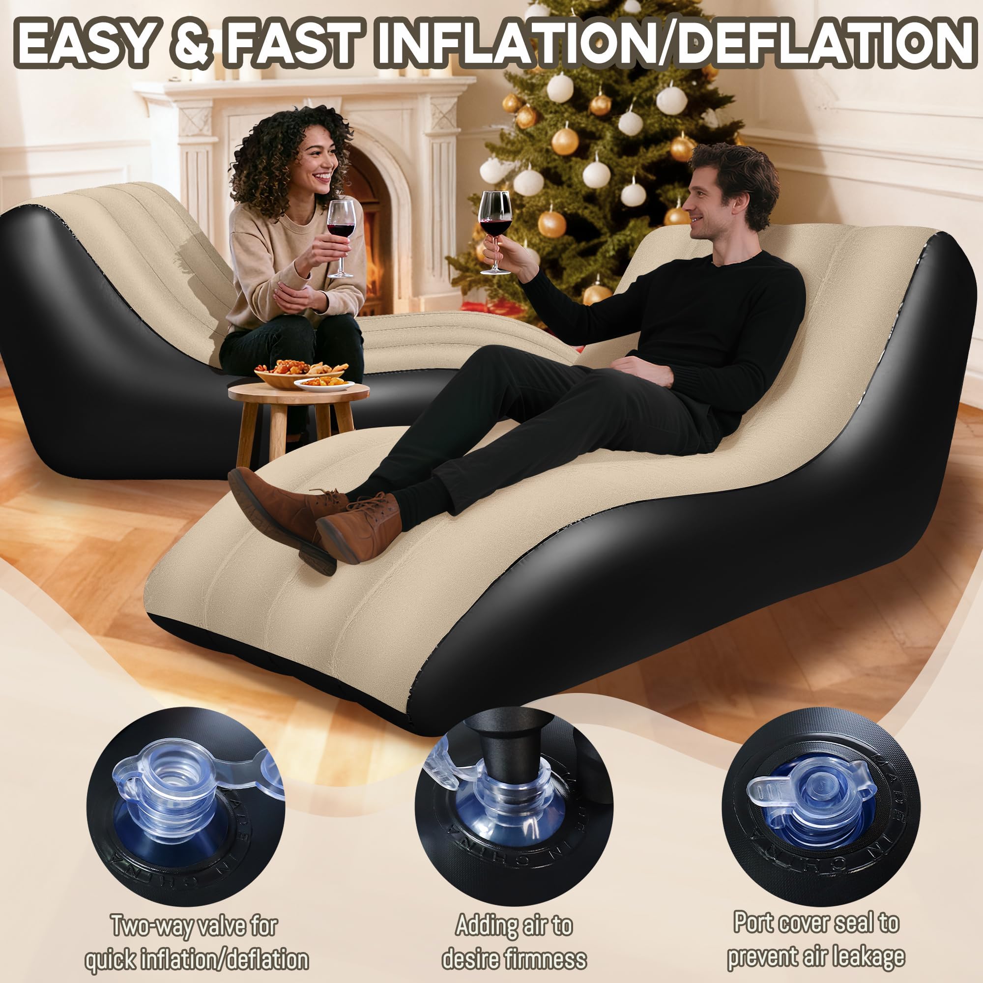Canapé Gonflable, Canapé Gonflable, pour Camping, Fauteuil Gonflable, avec Housse en Peluche, Capacité de Charge de 300 kg, pour L'intérieur et L'extérieur