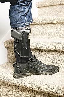 DeSantis Die Hard Ankle Rig Gun Holster, Made with Top Grain Saddle Leather, Thumb Break with Neoprene Leg Band, Fits S&W BODYGUARD 380CAL, Concealed Ankle Holster, Unisex, Right-Hand Draw, Black