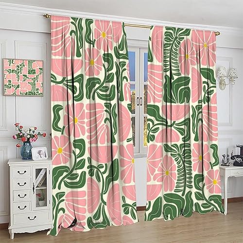 Miniatura 4 de Cortinas florales retro de los años 70, tratamiento de ventana abstracto geométrico hippie floral de mediados de siglo, cortinas con aislamiento