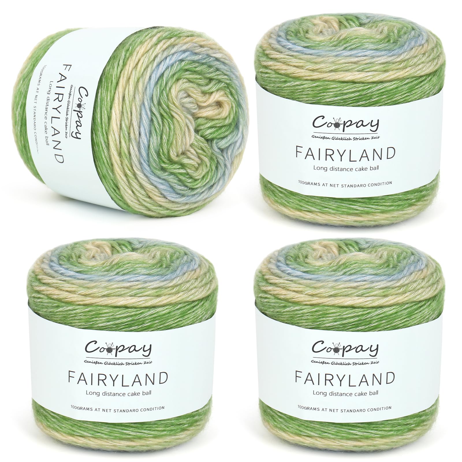 Coopay Farbverlaufsgarn, 400g (4x100g) Wolle zum Häkeln, Mehrfarbiges Gradient Häkelgarn, Schön Farbverlaufswolle Super Weich Häkelgarn, Wolle zum Stricken Elegante Pullover Hüte, Schal