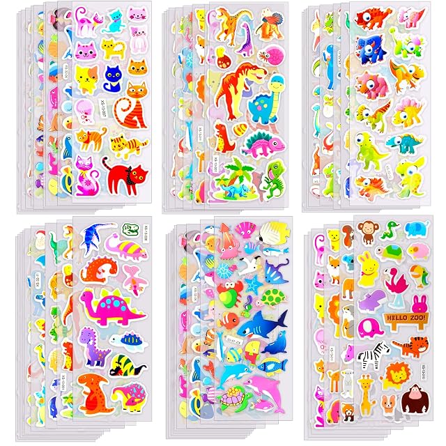 OWill 1000+ Pegatinas infantiles,40 Hojas Diferentes Pegatinas 3D,Stickers Infantiles para regalos…