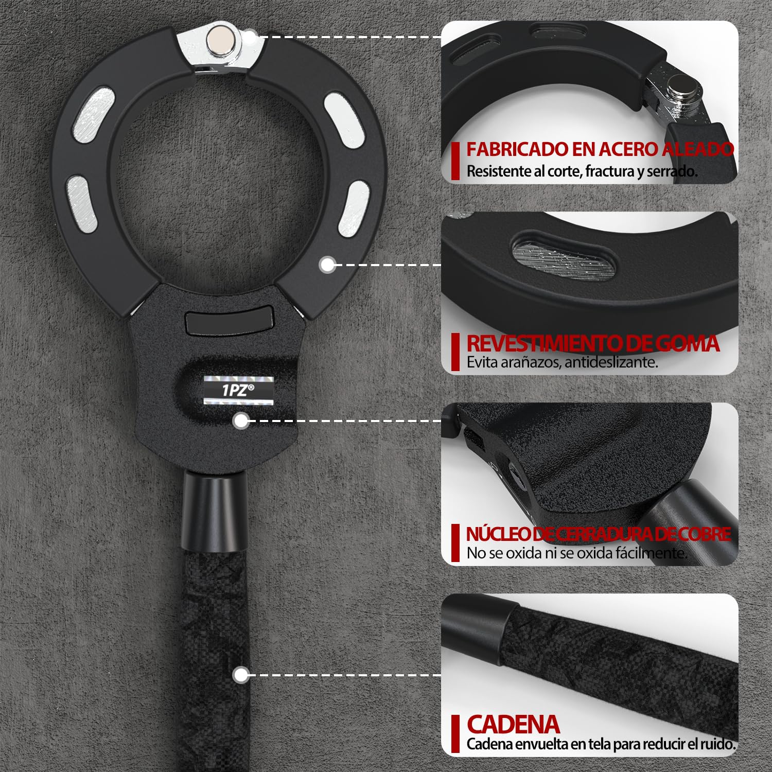 1PZ ES3-NA3 Candado Bicicleta Antirrobo Candado Patinete Electrico Cerradura de Esposas con llave para Segway Ninebot Xiaomi Razor