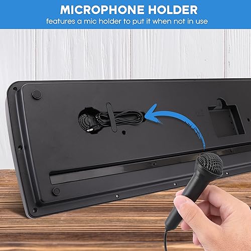 Miniatura 8 de Pyle Piano eléctrico de 49 teclas, teclado digital portátil de karaoke musical, 8 ritmos, 16 tonos, altavoces estéreo, batería recargable, micrófono