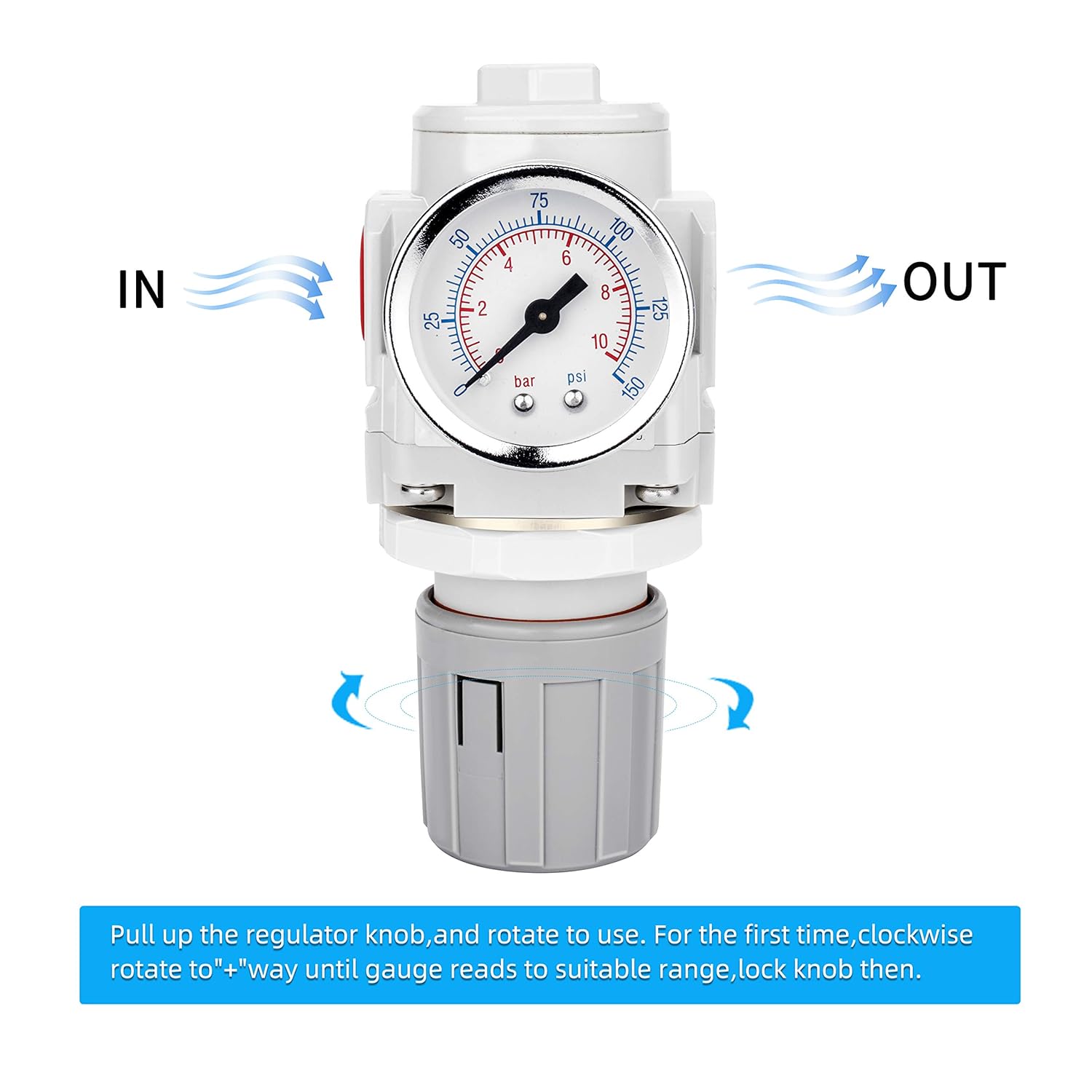 NANPU 3/8″ BSP Compressed Air Pressure Regulator with 10 Bar Steel