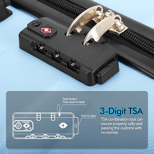 Miniatura 5 de AnyZip Equipaje PC ABS Hardside maleta ligera con 4 ruedas universales TSA Lock, azul claro