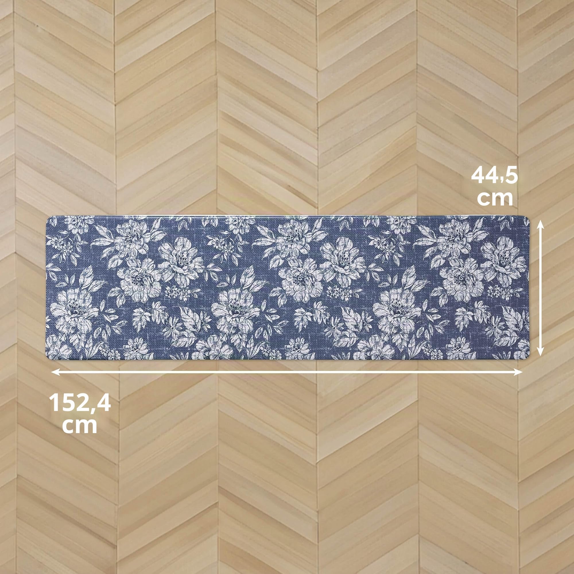 Laura Ashley - Tapis de cuisine anti-fatigue, motif floral iris, résistant aux taches, à l'eau et à la décoloration, soulagement de la cuisine et debout, dos antidérapant, mesure 44,5 x 152,4 cm, iris
