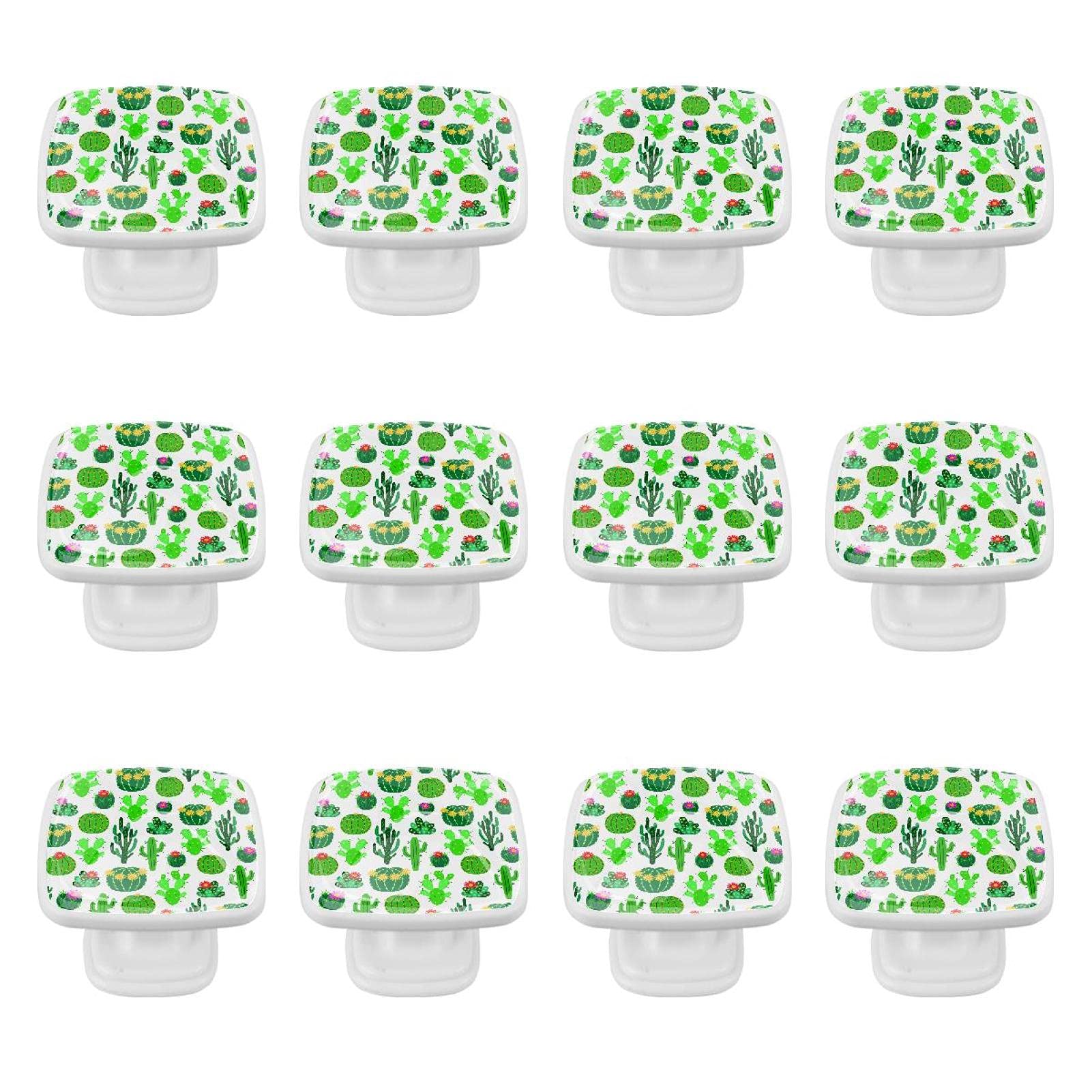 Poignées de penderie cactus vert - Lot de 12 boutons pour remplacer les poignées cassées