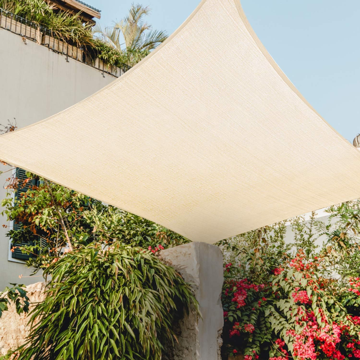 Sunkorto 8' x 10' Rectangle Sun Sail Shade, UV Block Sun Shade Sail with PE Rope for Outdoor Patio, Backyard, Garden, Beige