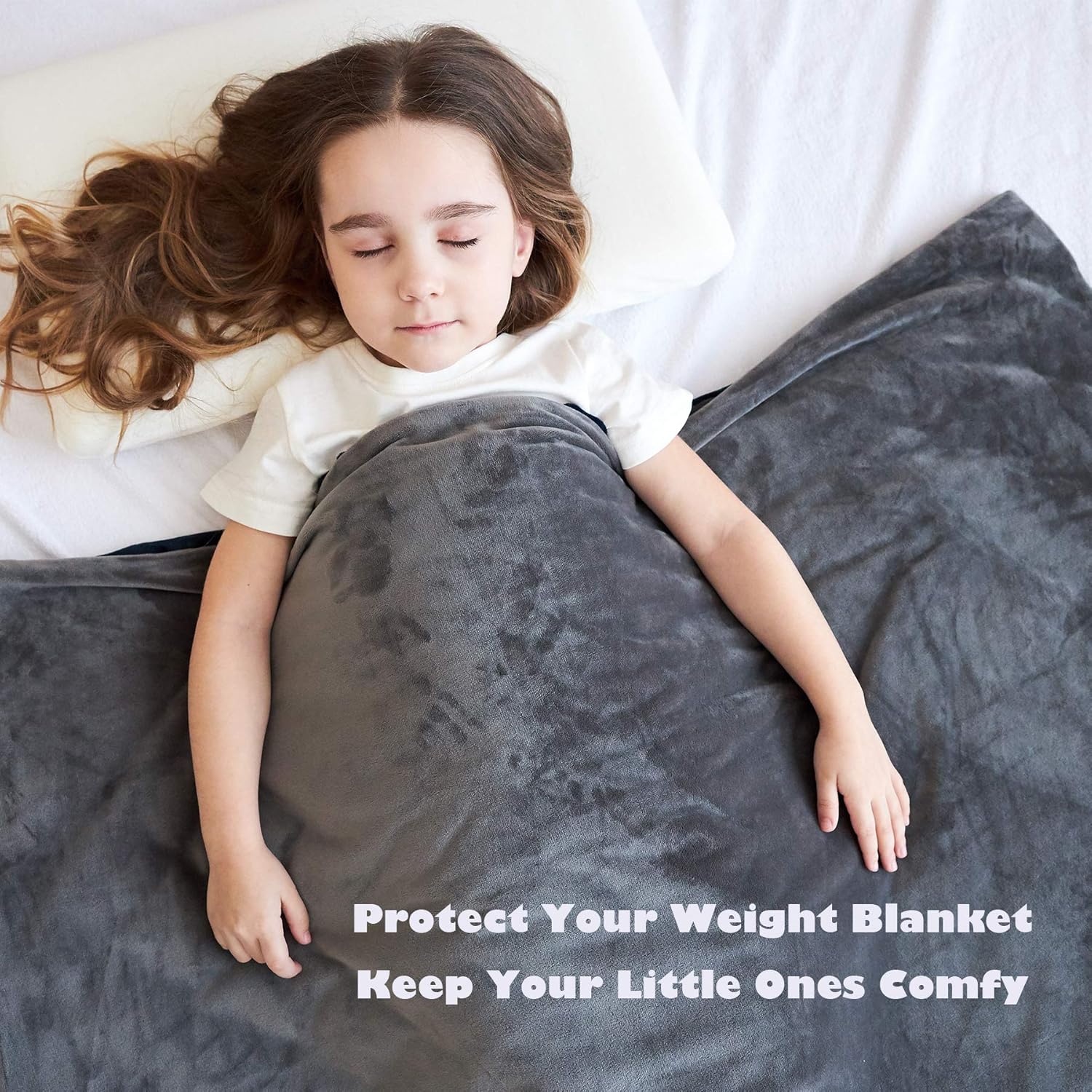 CO-Z Duvet Cover for Weighted Blankets Plush Minky Dot Fabric Two-Way Hidden YKK Zipper Closure Removable & Machine Washable Fits 36 x 48 Weighted Blankets Grey/Navy Blue