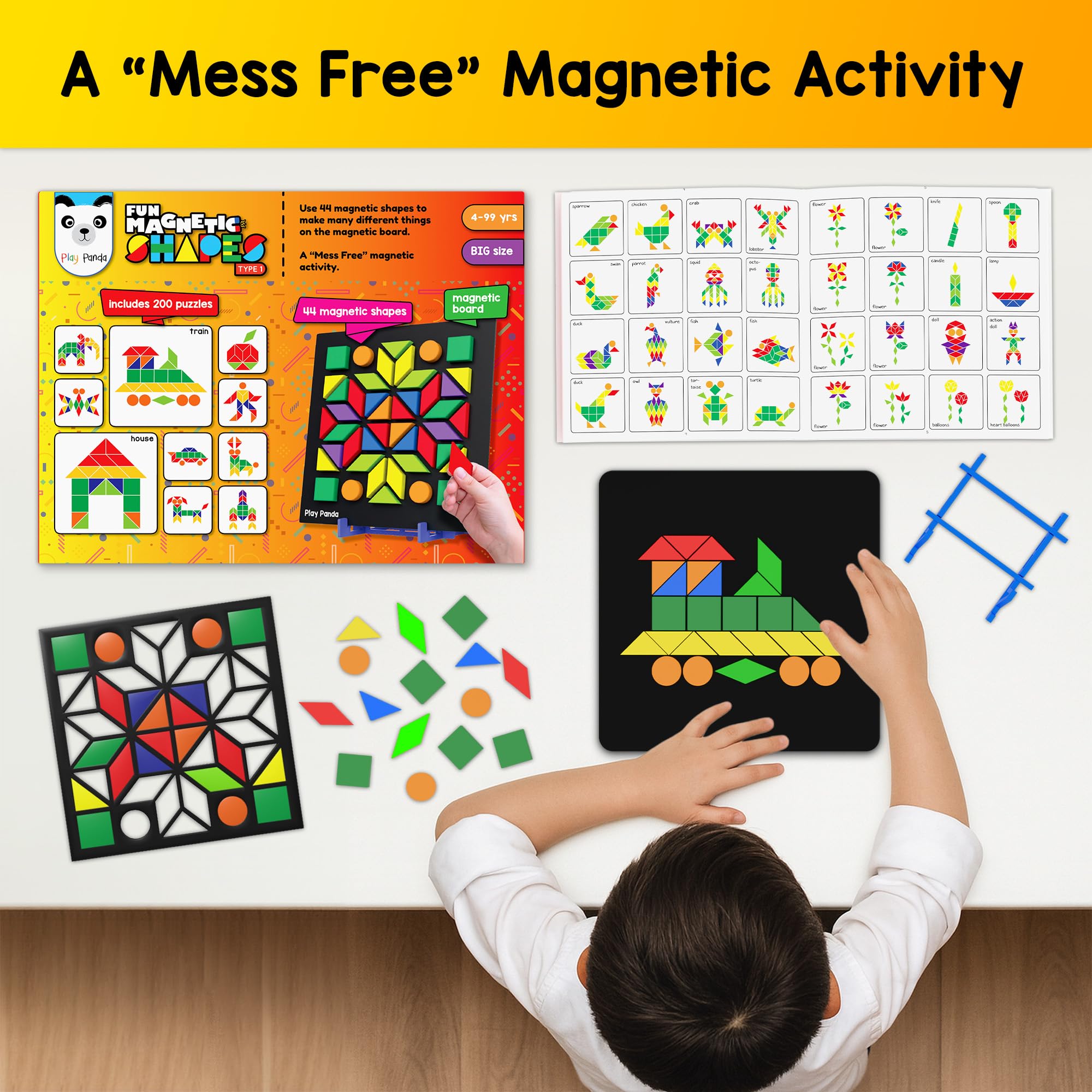 Play Panda Magnetic Puzzle Set for 4+ yrs Kids with 44 Shapes & 200 Patterns