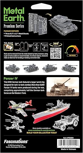 Miniatura 7 de Metal Earth Serie Premium Panzer IV Tank 3D Kit de Modelo de Metal Fascinaciones