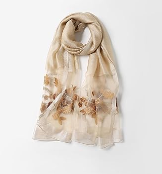 Amazon.com: Jeelow Silk Wool Scarf Shawl Wrap Sheer Floral