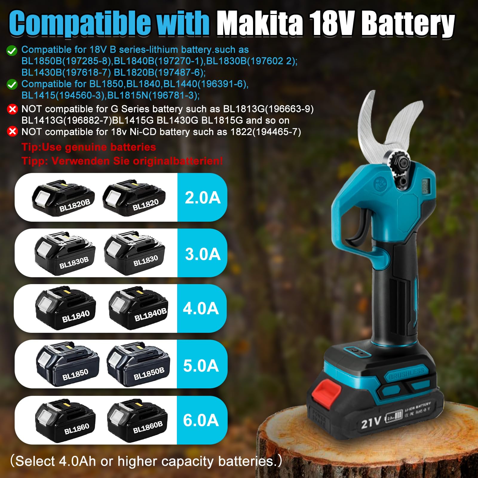 Tijeras de podar con batería de 2 x 2,0 Ah, tijeras de podar eléctricas 2 en 1 con barra de extensión de 2 m, diámetro de corte máximo de 30 mm, pantalla LCD, tijeras telescópicas extensibles hasta