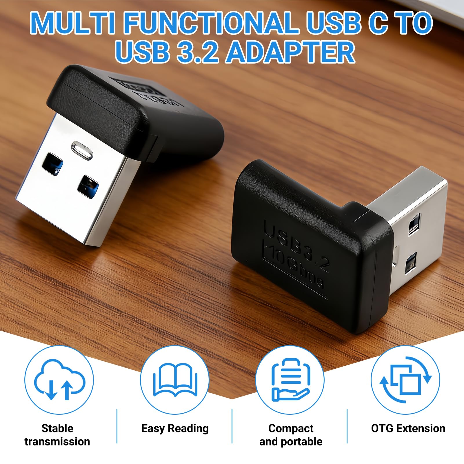 2 adaptery USB C na USB 3.0, adapter USB 90 stopni, wtyczka kątowa US-B 90 stopni, kątowa wtyczka kątowa US B do OTG, ładowania i przesyłania danych, kompatybilne ze smartfonami, laptopami