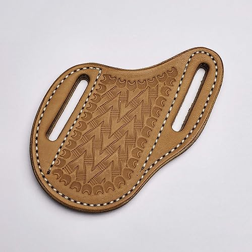 Funda de cuero, panqueques inclinados/cinturón/funda de cuchillo trampero, bronceado