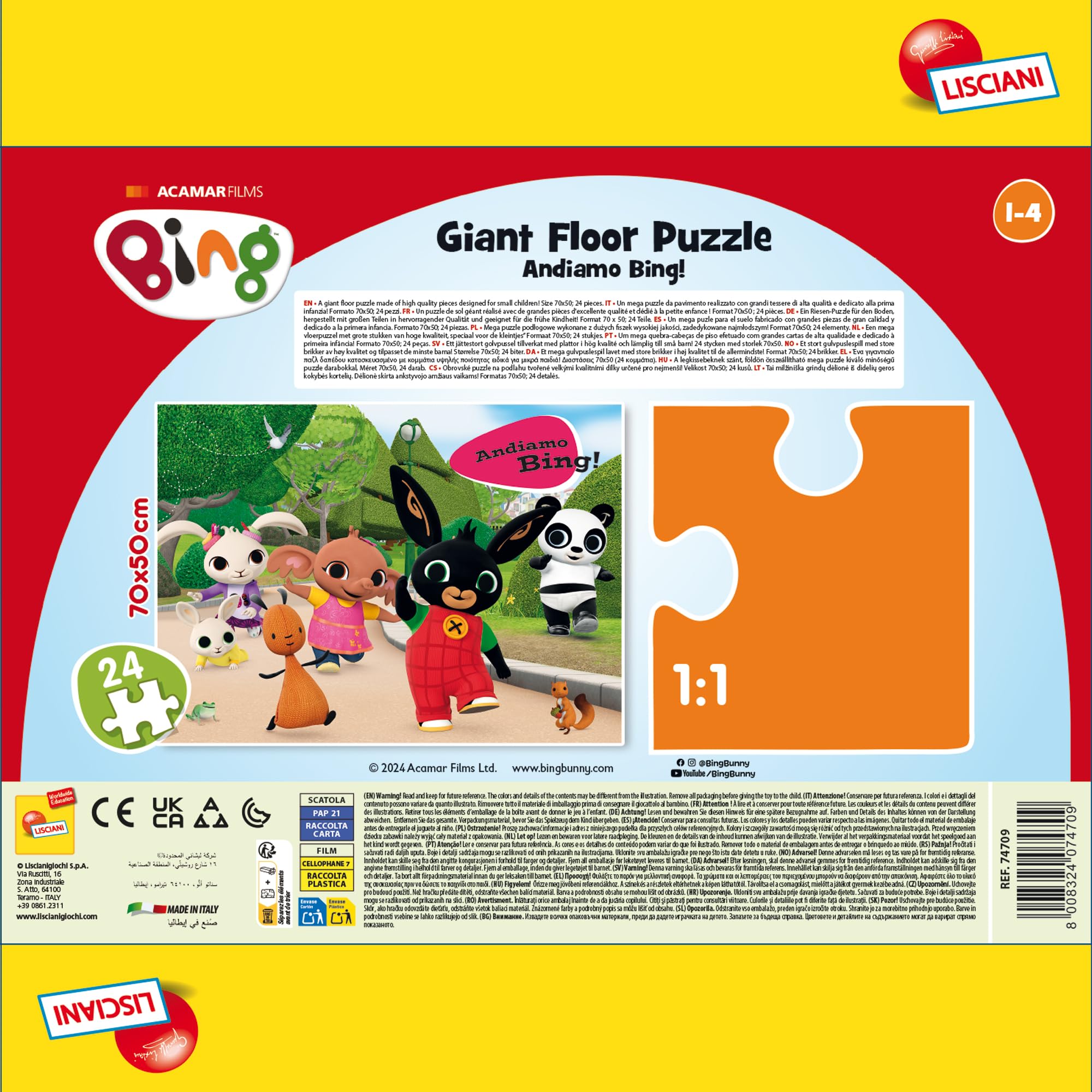 Jeu De Puzzle - LISCIANI - Bing Et Ses Amis - 24 Pièces - Pour Enfant De 3 Ans Et Plus