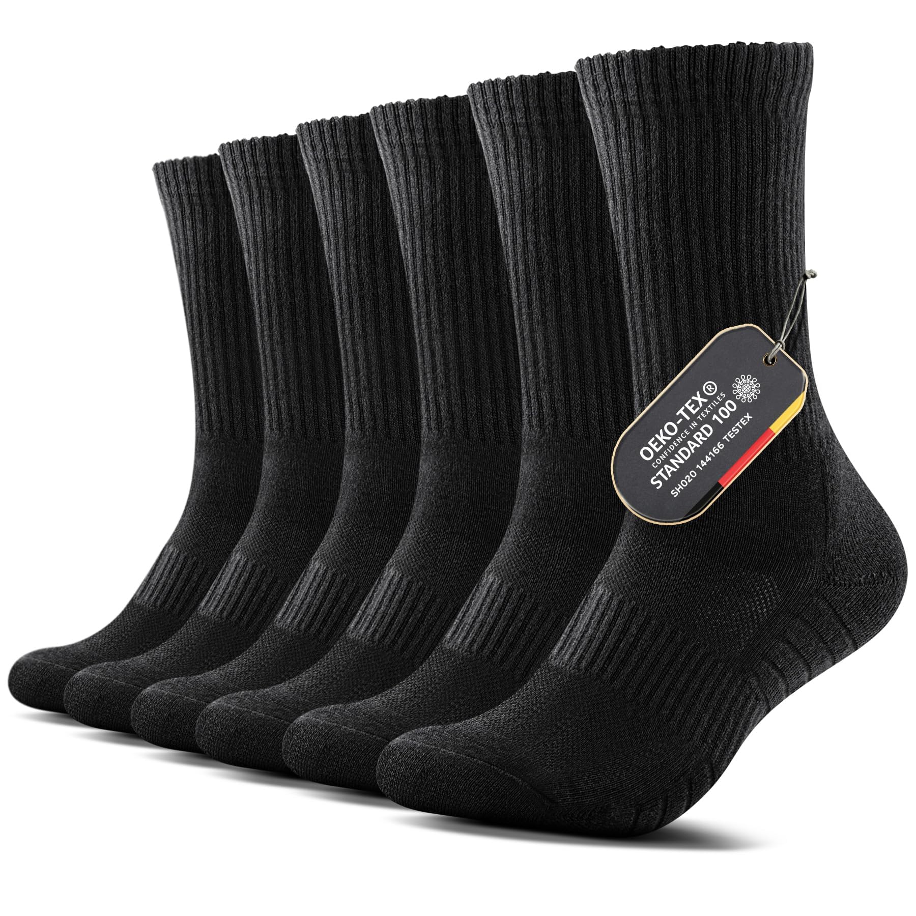 FALARY 6 Paia Calze Uomo & Donna Calzini Sportivi Lunghe Cotone Calzettoni Tennis Unisex Nero Bianco Grigio