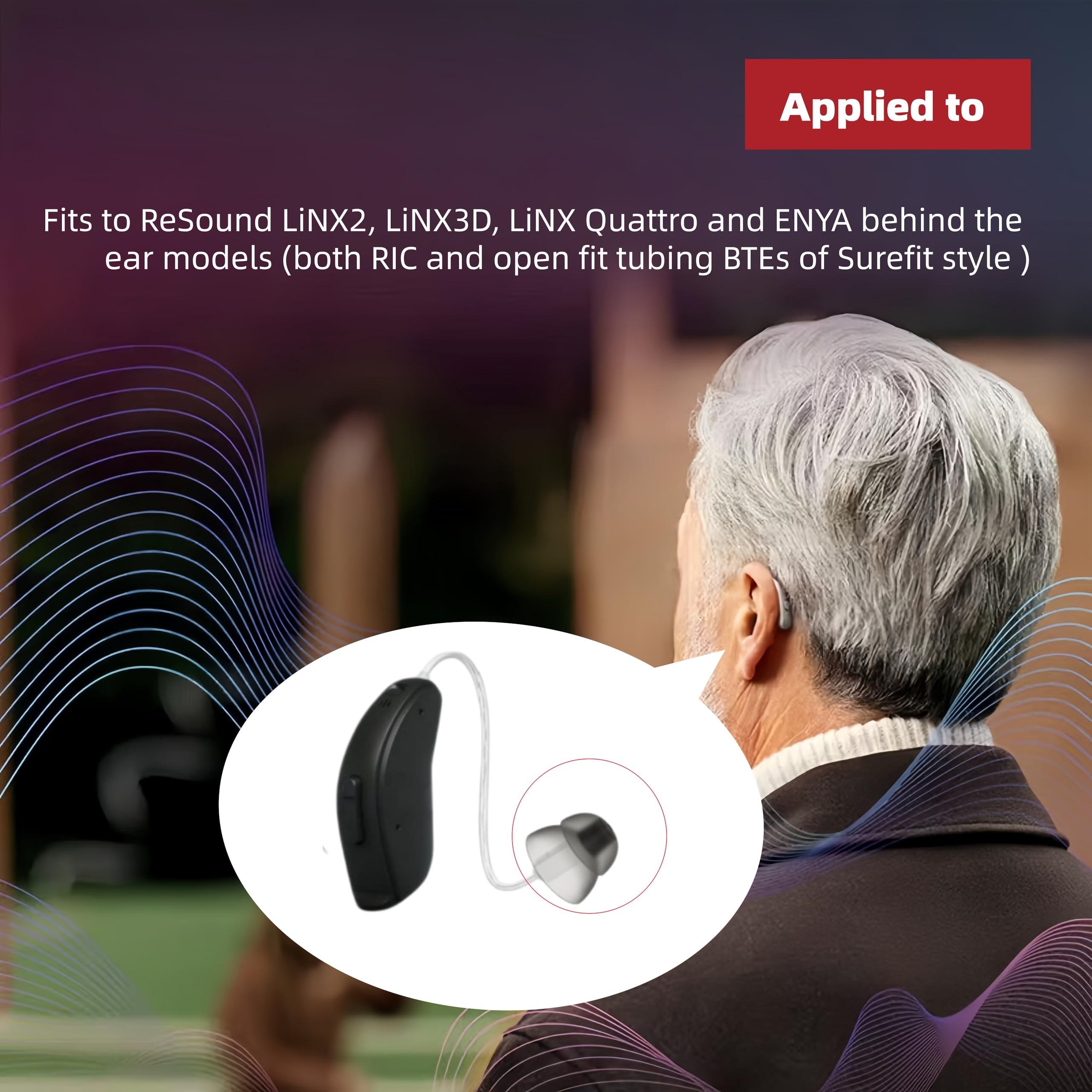 Domos de audífonos Resound compatibles con resone, domos de repuesto para audífonos ahumados (paquete de prueba de potencia, 18 unidades)