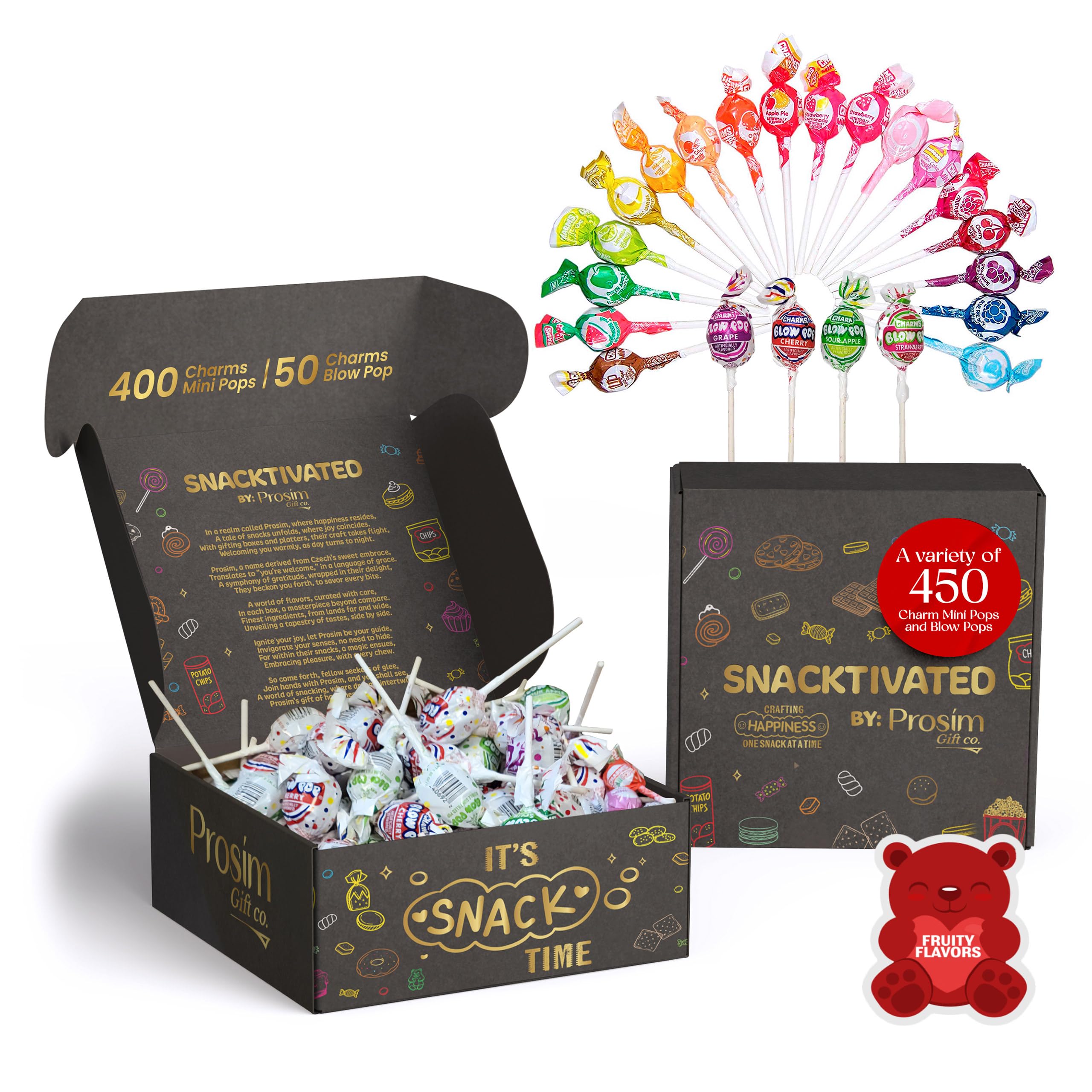 8lb Charms Lollipops Individually Wrapped Charms Lollipops - Assorted Fruity Flavors - Charms Mini Pops & Charms Blow Pops Bulk Candy Pack - Delicious & Fun Sized Charms Lollipops for Kids and Adults