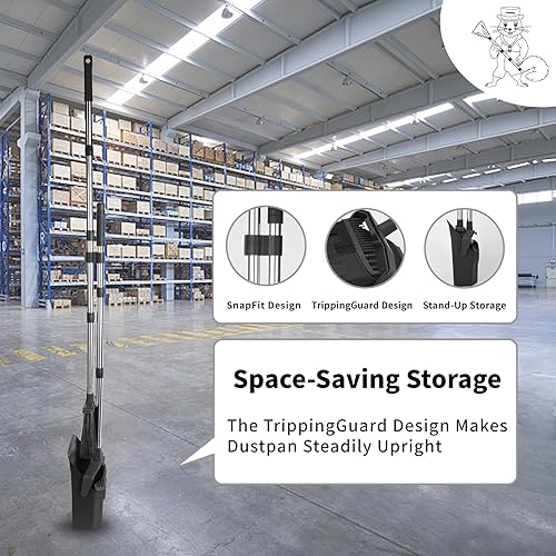 Miniatura 7 de Tiumso Juego de 3 escobas con recogedor, juego de escobas y recogedores con mango largo, escoba industrial y recogedor para cocina, tienda, almacén,