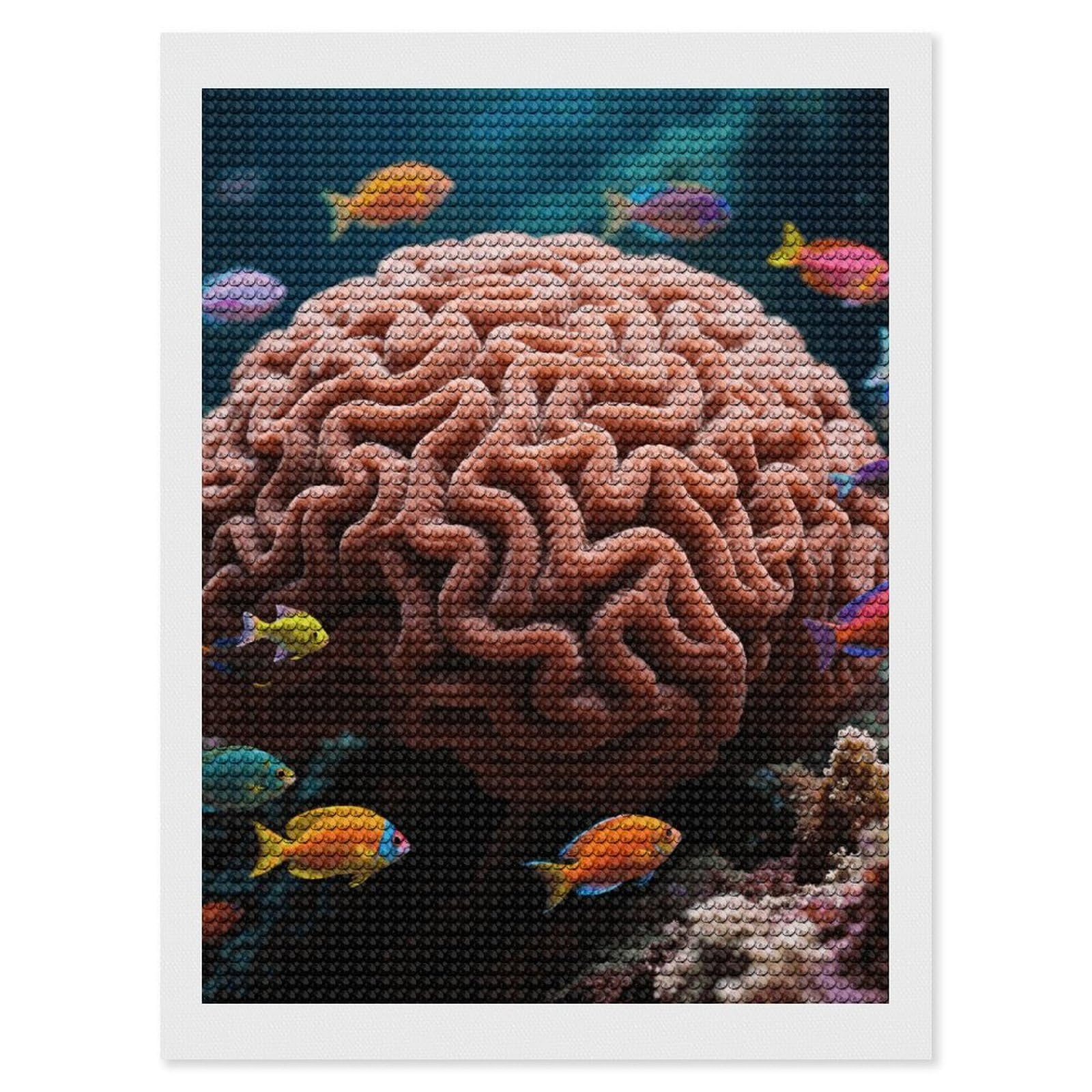 FodPand BrainCoral 5D Diamond Painting Kits for Adults Beginners Full Drill Round Diamond Dots Pictures Gem Art Supplies for Home Wall Room Decoration DIY Craft Set Gift 12x16