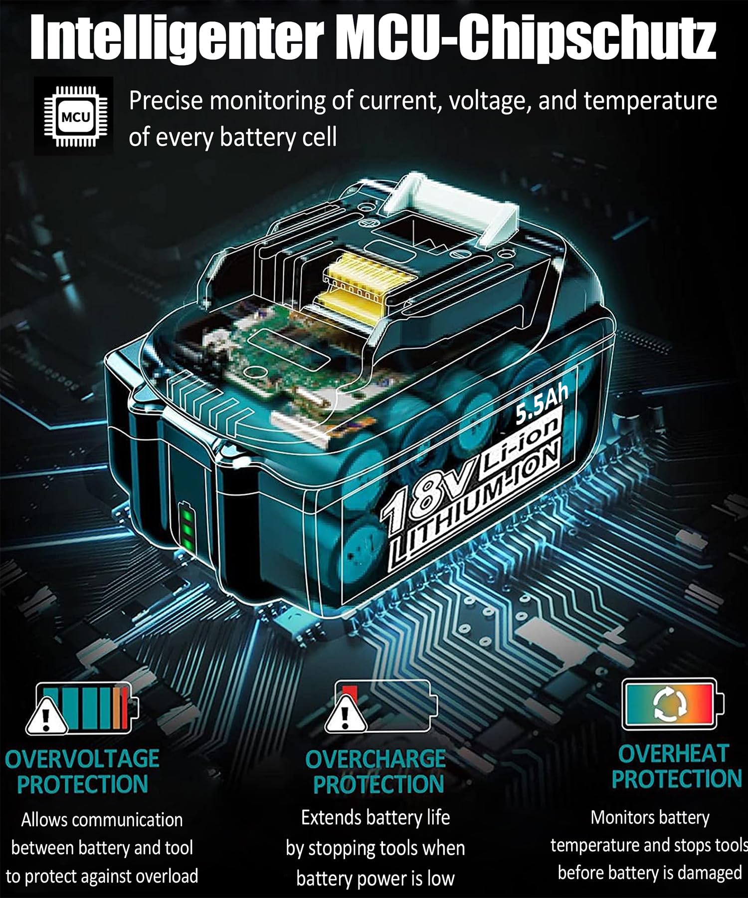 4A Dual puertos Li Ion cargador de batería para Makita 14,4 V 18V BL1830 BL1840 BL1845 BL1850