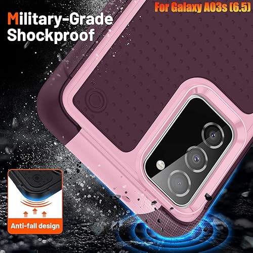 Miniatura 3 de Funda resistente para Samsung Galaxy A03s/A02S de 6.5 pulgadas, 4 esquinas con bolsas de aire [protección contra caídas de 12 pies], agarre