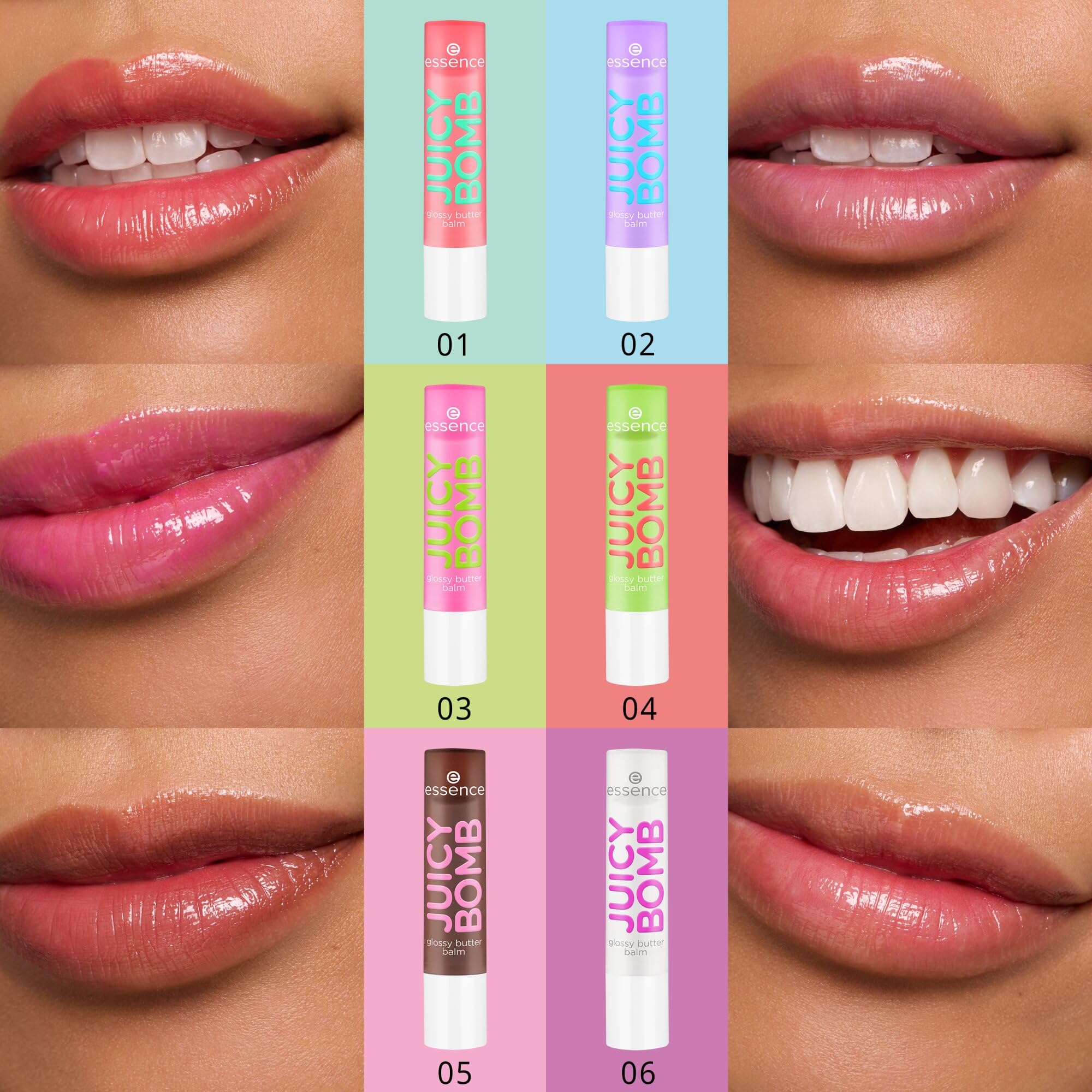 essence Bálsamo labial brillante JUICY BOMB, natural, brillante, rociado (2.5g)