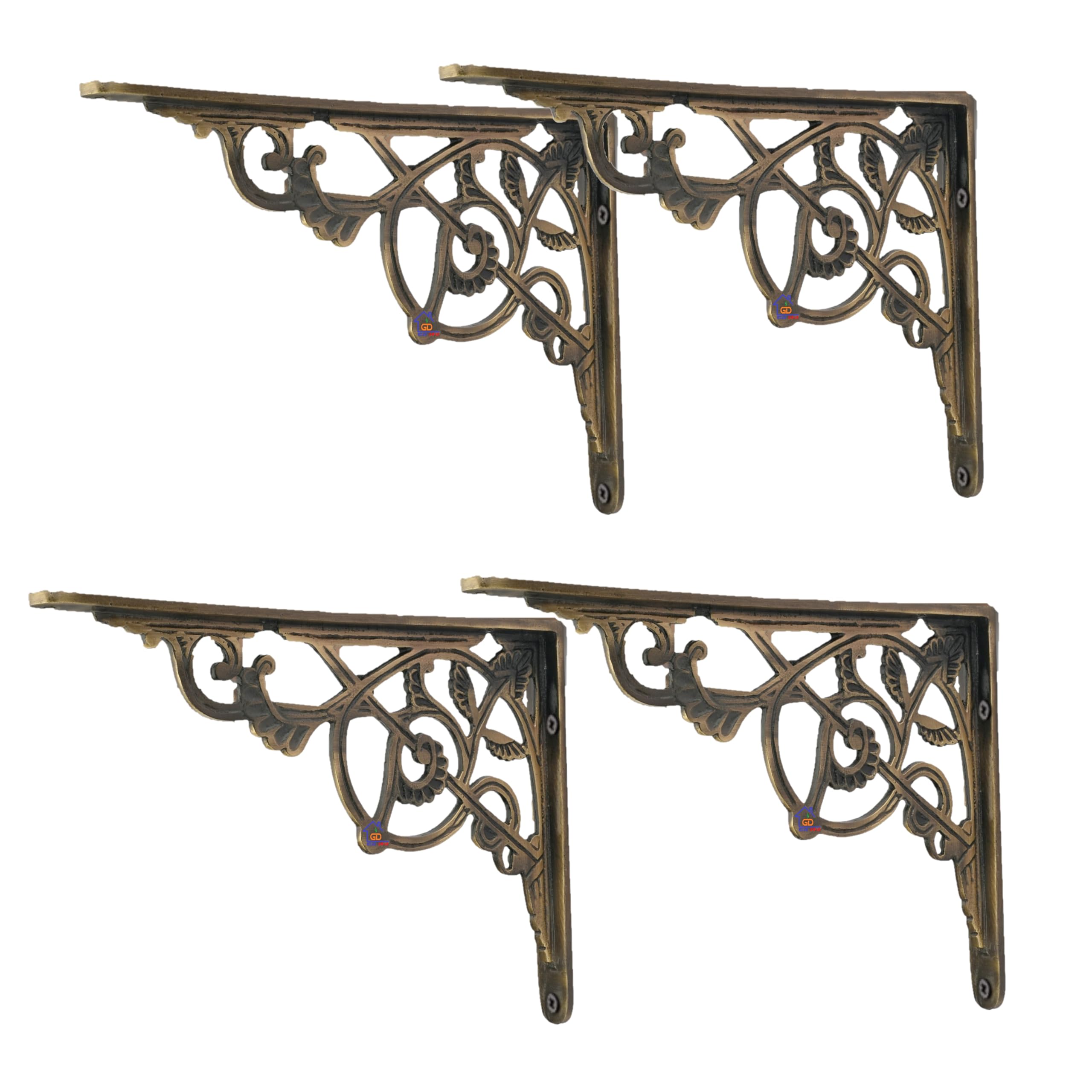 Metal Handcrafted Shelf Bracket for Floating Shelves L Angle Decorative L Shaped Corner Brace Joint Heavy Duty Wall Mounted Shelf Support Corner Brace Holder (Pack of 4, Brass Antiq) (B0D95ZMR55) Amazon Price History, Amazon Price Tracker
