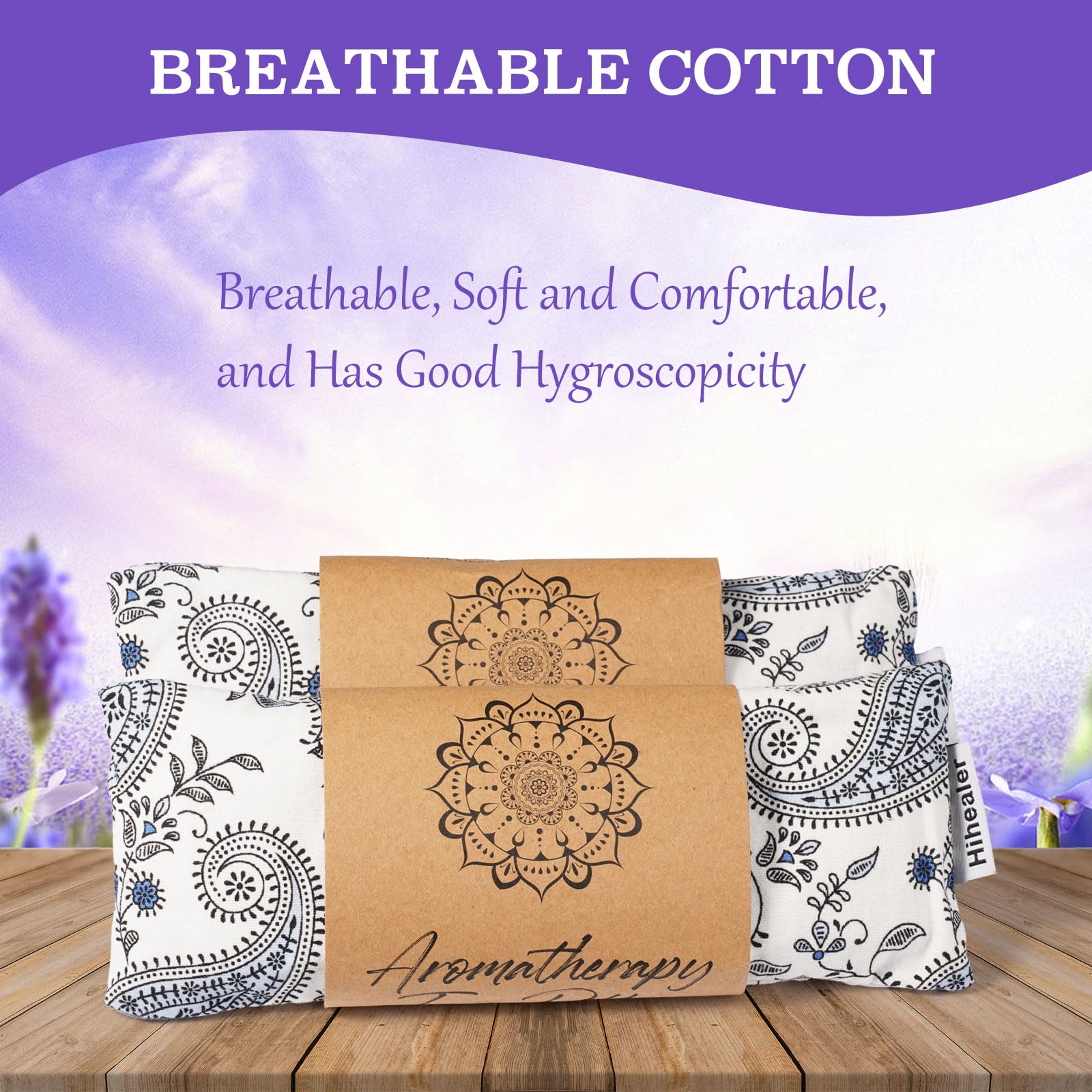Hihealer Masque pour Les Yeux avec Poids et Lavande - Accessoire de Yoga et Méditation pour Sommeil, Relaxation et Soins Personnels - Cadeau de Noël Idéal pour Femmes et Mamans (2, Blanc)