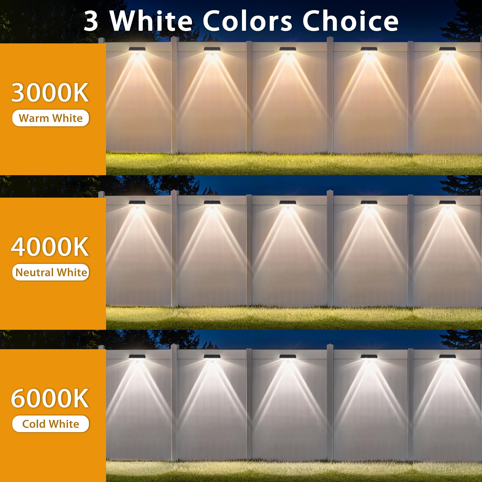 Delaiglow Solar Lights Outdoor Garden Fence, IP67 Waterproof Fence Solar Lights with 3 Colour Modes - Image 4
