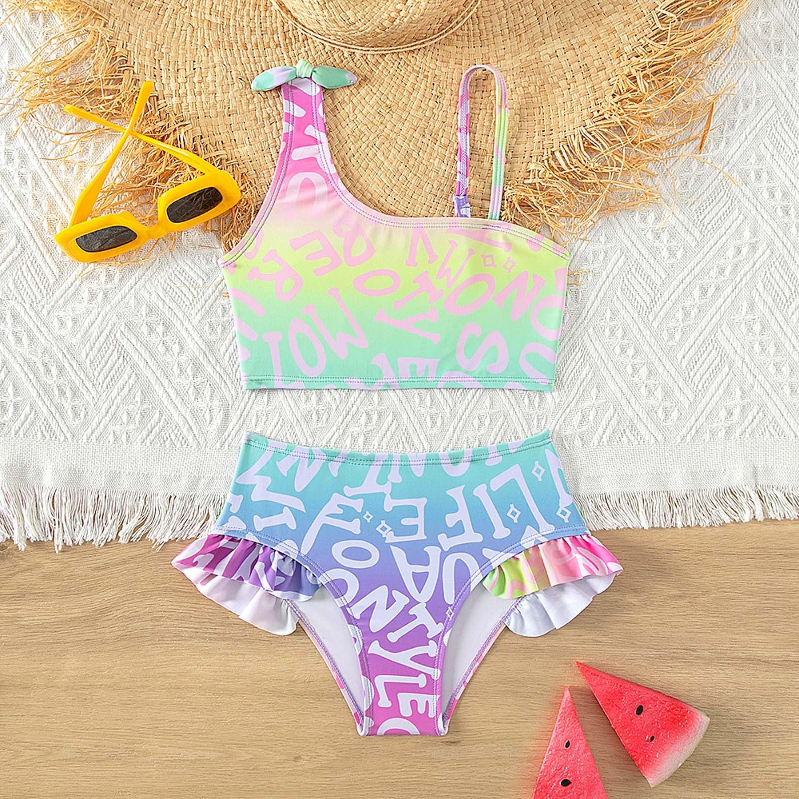 Generisch Traje de baño de verano para niños y niñas, corte entallado, traje de baño, verano, informal, teñido batik, playa, deporte, baño
