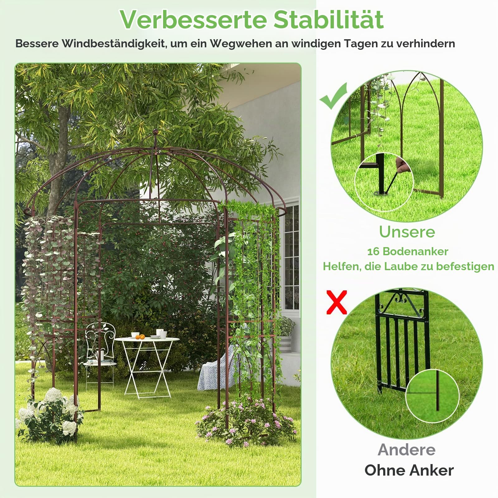 RELAX4LIFE Rosenbogen, Gartenbogen Metall, Jasmin Hochzeitsbogen, Rankhilfe Rankgitter Rankbogen Rosenpavillon für Kletterpflanzen & Hochzeit & Party (Bronze, 211 x 211 x 256 cm)