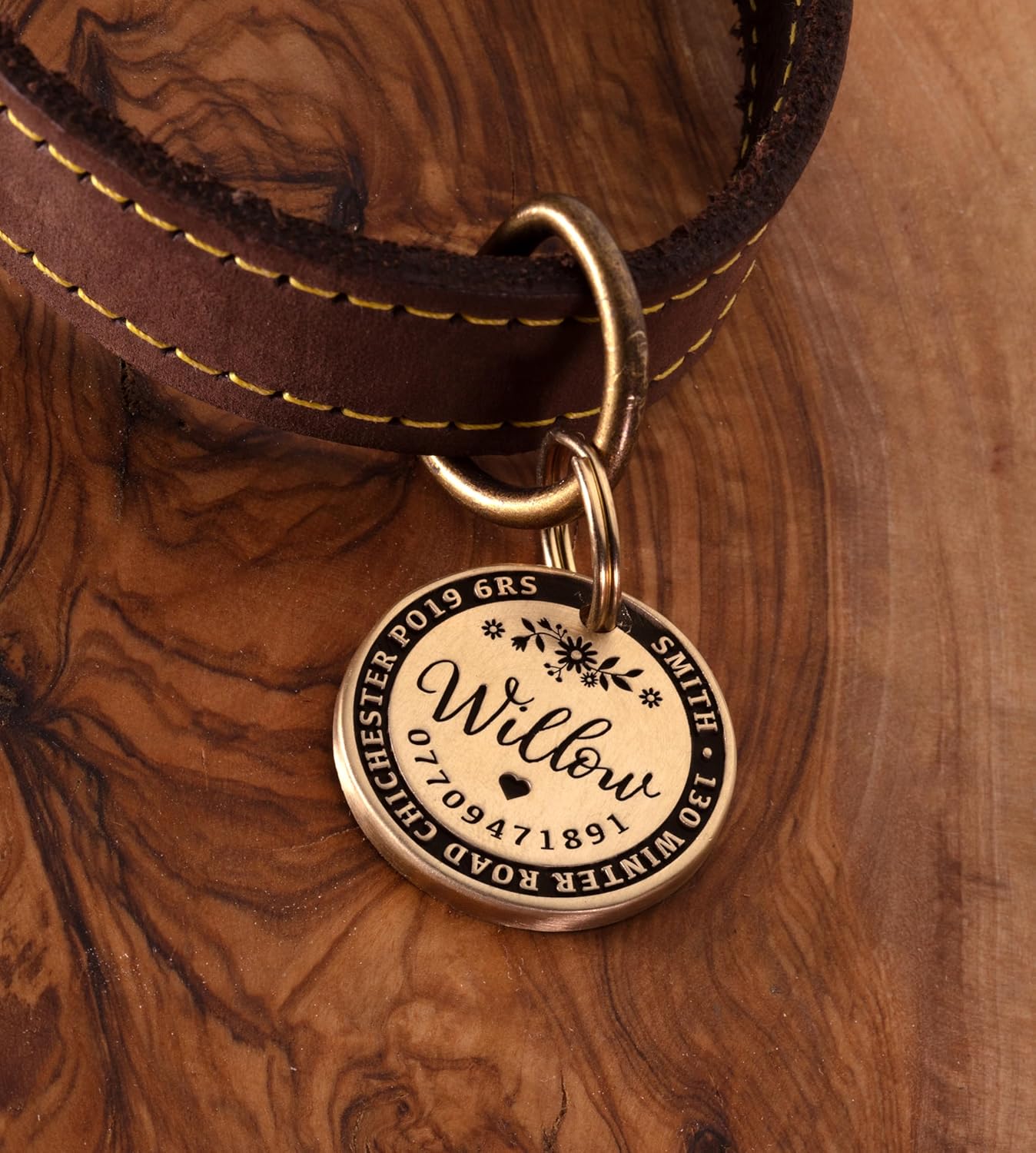 Luxury Solid Brass/Stainless Steel Deep Engraved Dog Tag/Pet ID.