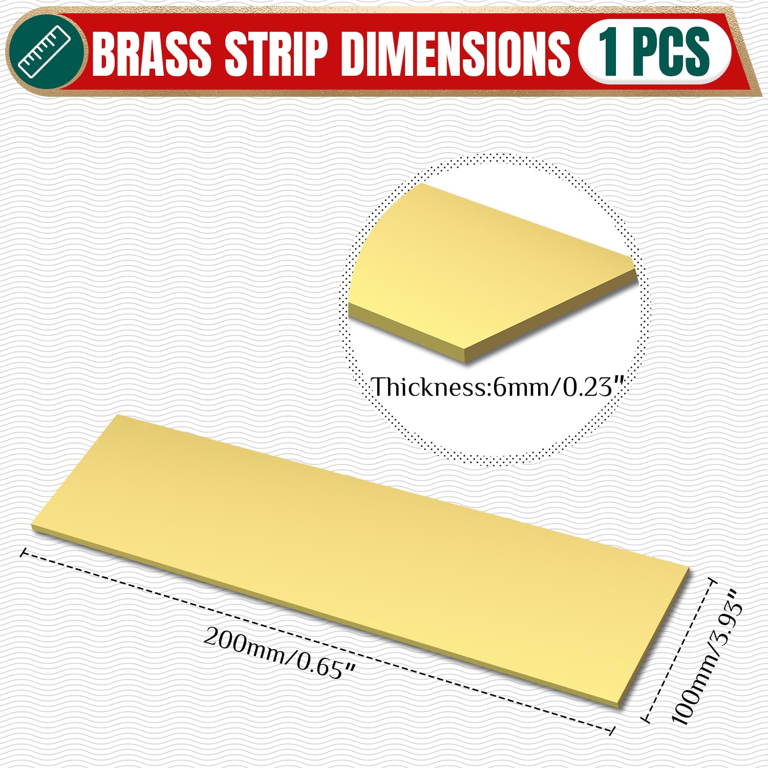 1/4" x 4" x 8" Brass Bar Stock, 6x100x200mm Solid Brass Flat Bar for Knife Making, Scales, Spacers, DIY Crafts, Models and Repair