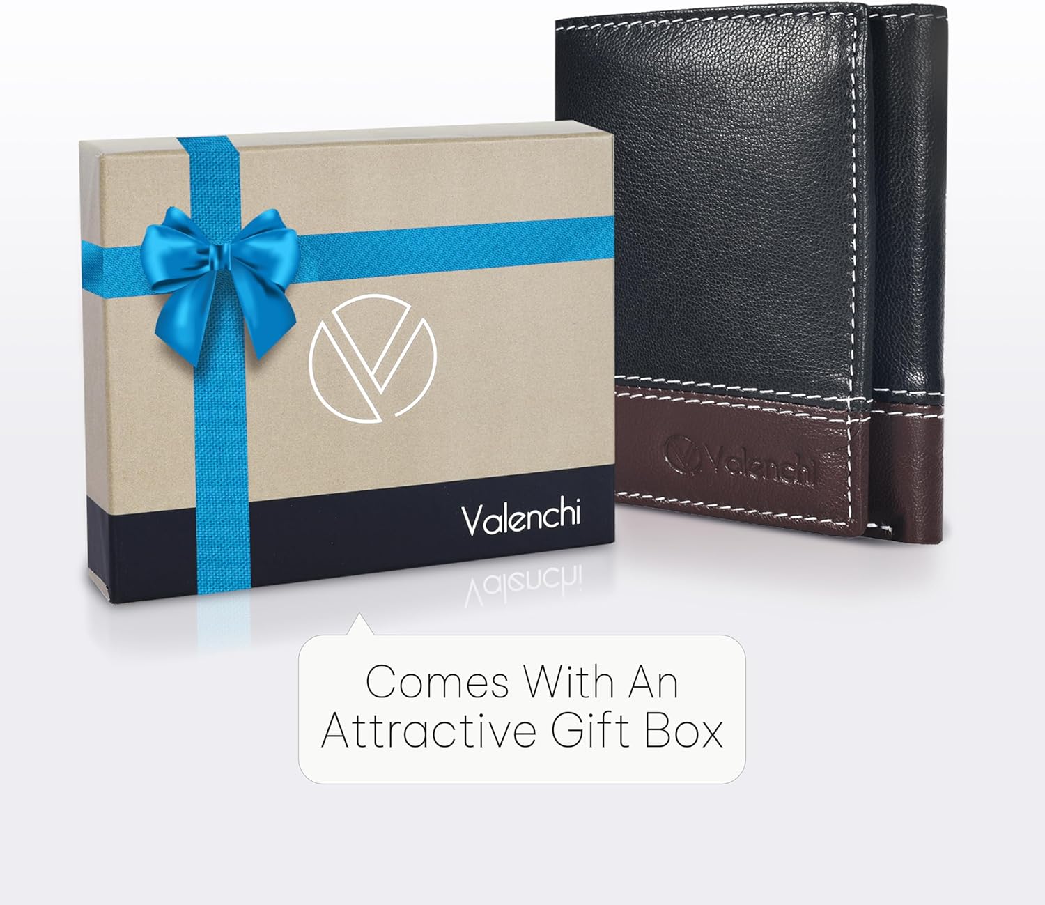 Genuine Leather Mens RFID Blocking Slim Trifold Wallet with 6 Cards+1 ID Window + 2 Note Compartments, Brn/Tan Nappa - Image 6