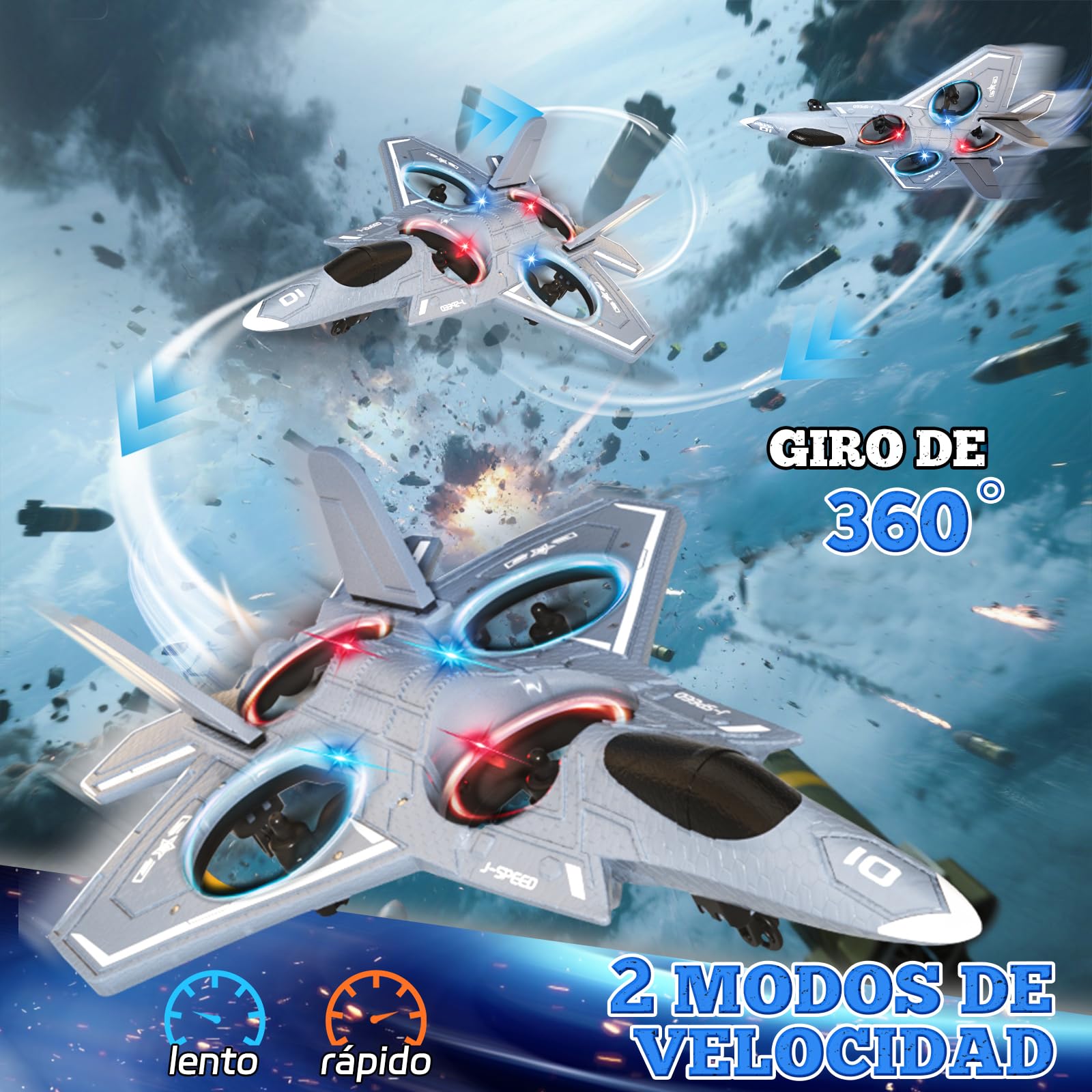 Charmofun Avión Teledirigido, 2.4GHz Avión RC Aviones Radiocontrol Niño- Luz, 360° Giro, Mantenimiento Altitud, Modo Sin Cabeza, Acrobacia, Modelo Aviones Avion Juguete Niños Principiantes