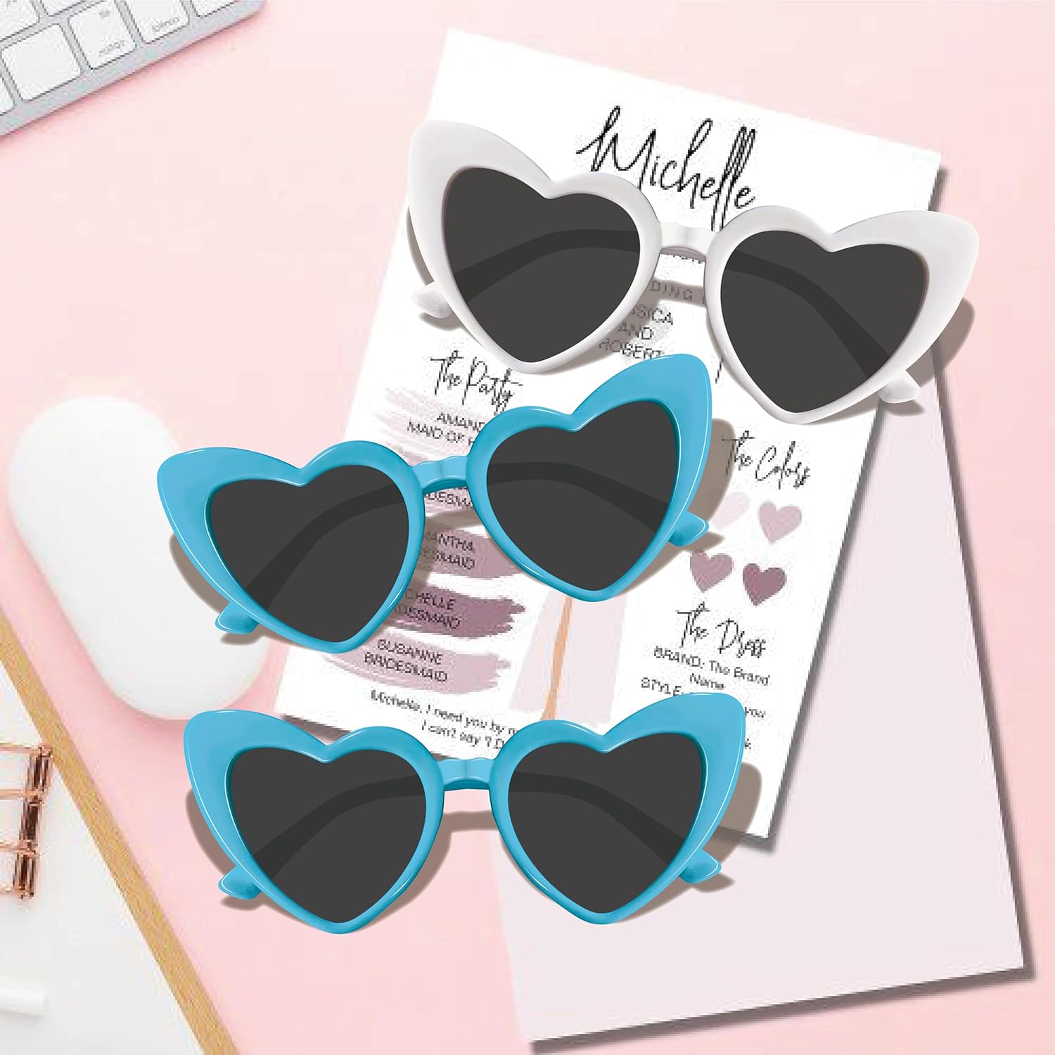 PartyGifts&beyond Bachelorette Sunglasses Heart Sunglasses 10 Packs Bride Squad Sunglasses for Bachelorette Party Favors