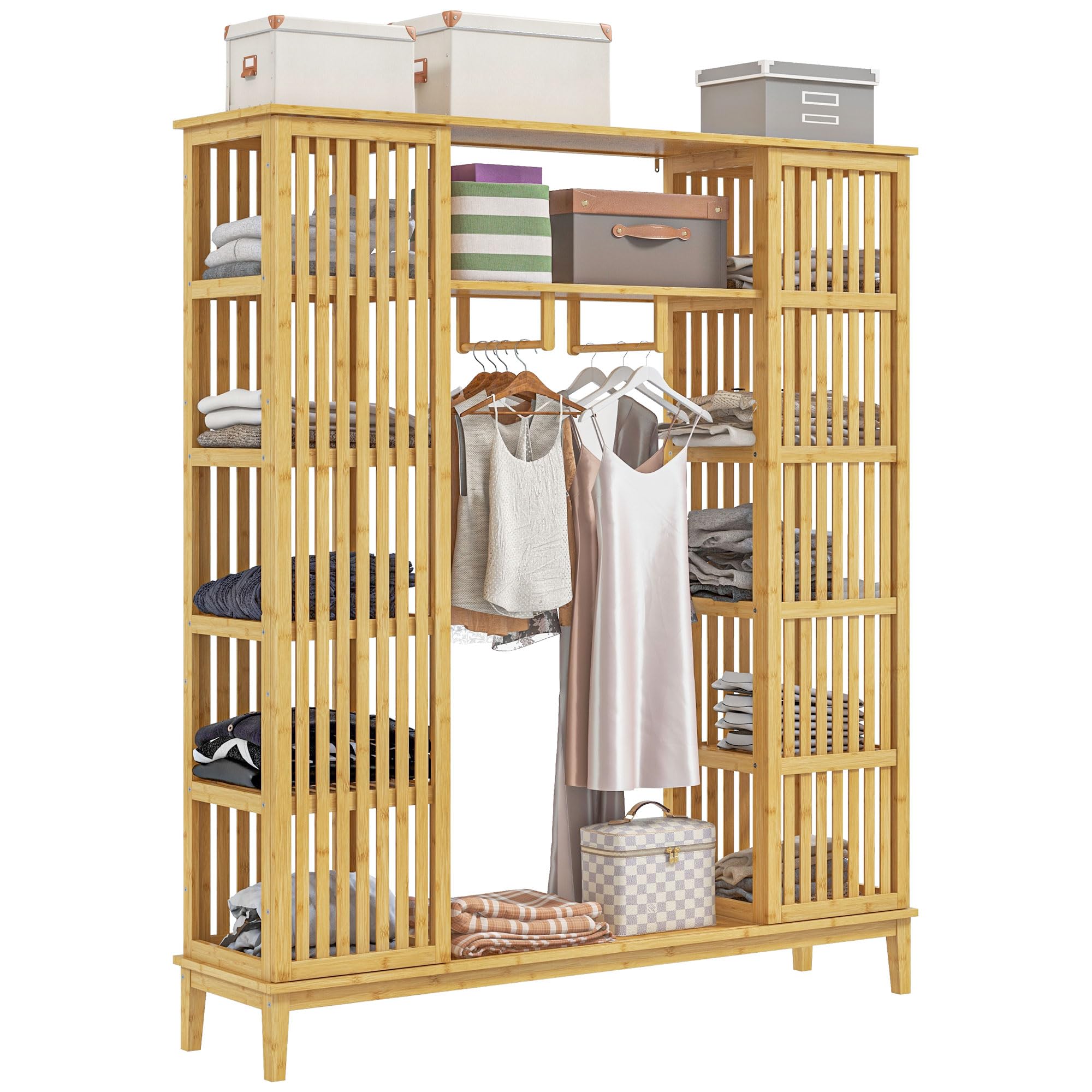 homcom armoire penderie bambou 2 portes