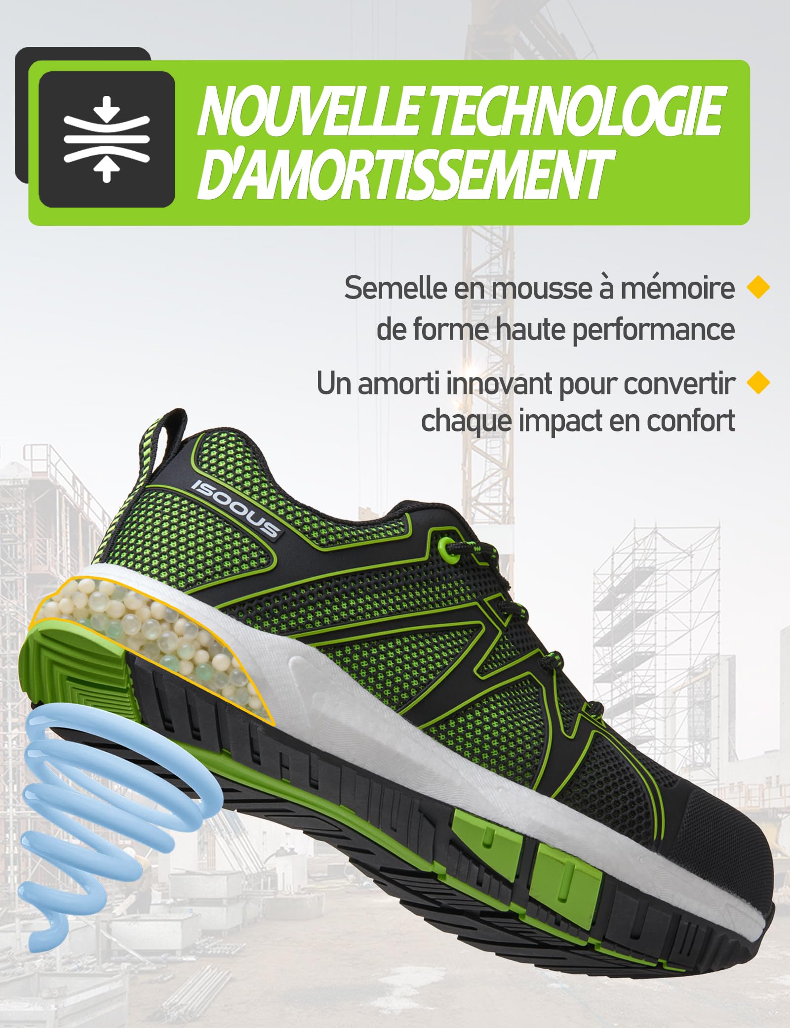 Chaussures de Sécurité Hommes S3S Basket de Securite Femme Imperméable SRC FO ESD Légère Embout en Fibre de Verre