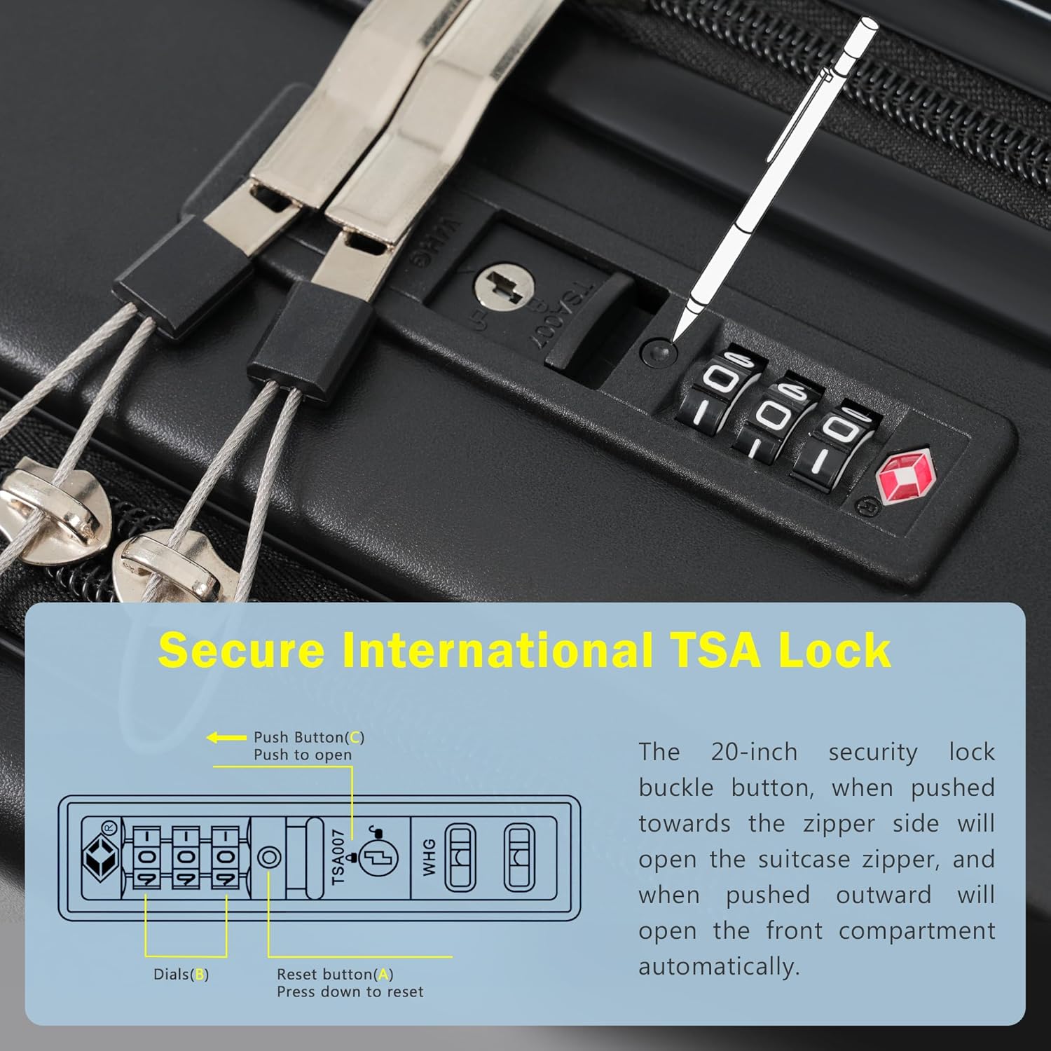 Front Opening Luggage Set 3 Piece, Hardside Carry On Suitcase with USB Port, Expandable 24 Inch Checked Luggage, Spinner Wheels, TSA Lock, Travel Duffel Bag Included