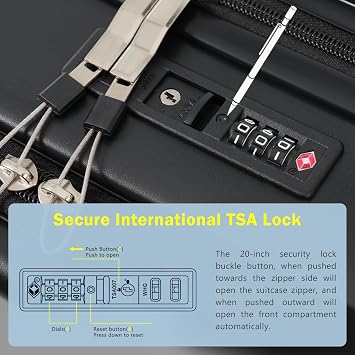 Hard shell front opening luggage set 3 Piece with USB port,Expandable Luggage with Handle Bag Spinner Wheels TSA Lock