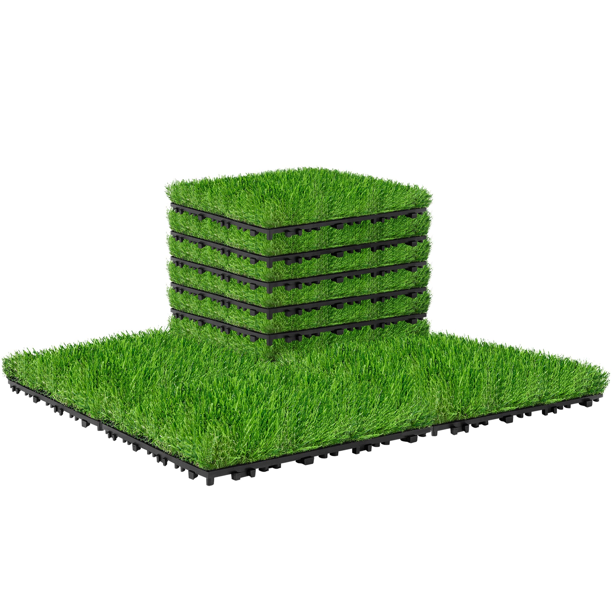 27PCS Interlocking Artificial Grass Tiles - 12" x 12" Fake Grass Turf Outdoor Indoor Flooring Deck Decor for Balcony, Backyard, Patio