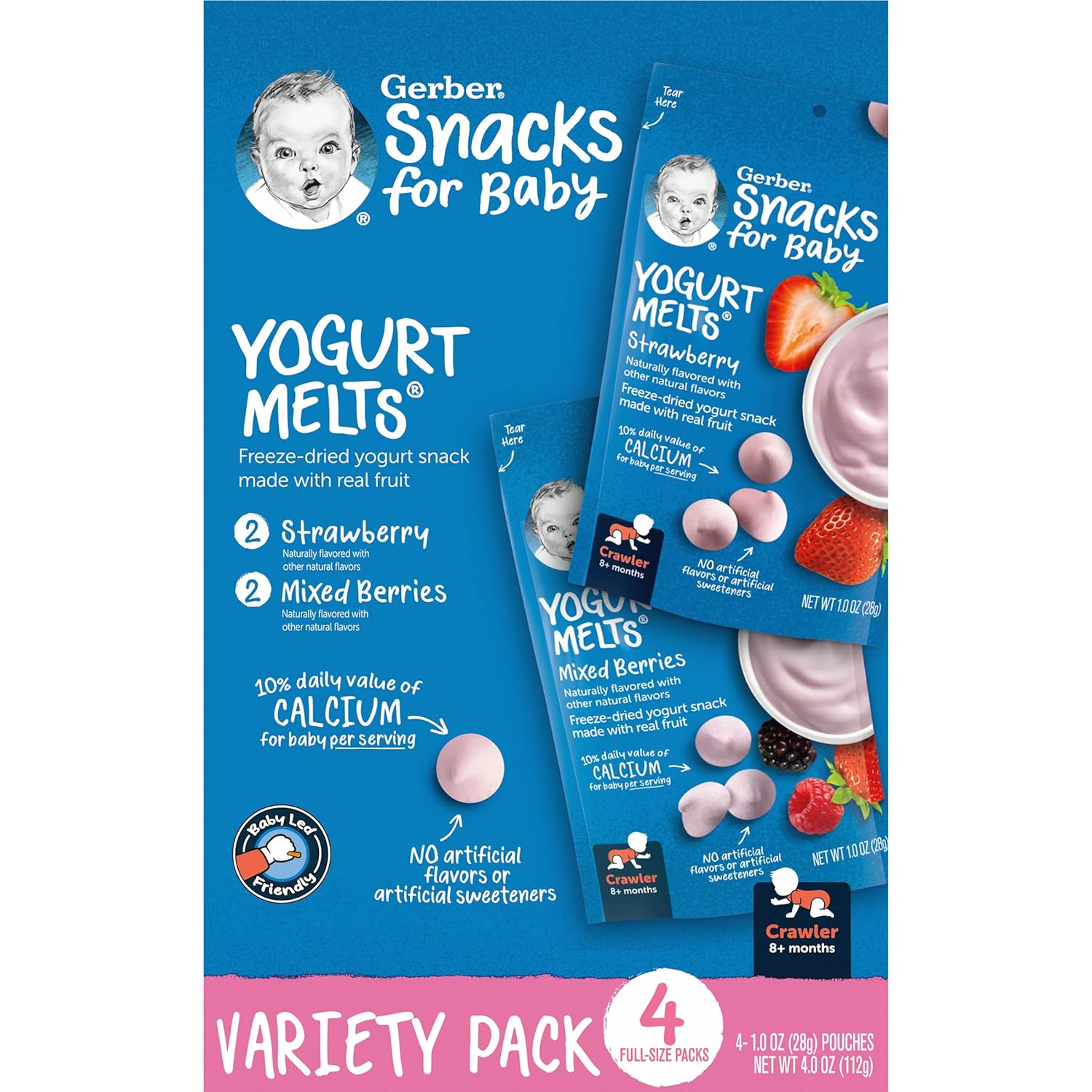 Gerber Yogurt Melts Variety Pack, 4 Oz, 4 Ct Baby